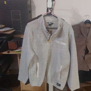 Eddie Bauer Men's Light Gray V-Neck Sweater